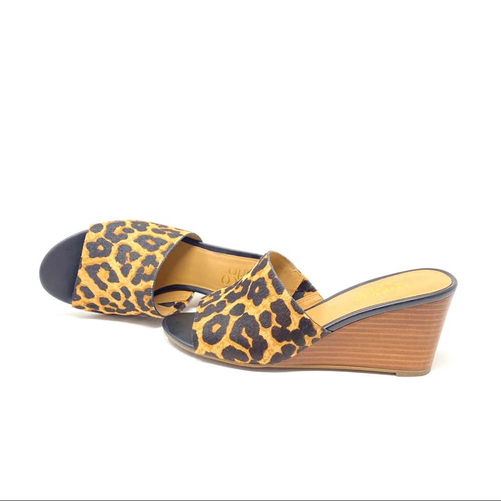 Franco Sarto Leopard Calf-Hair Wedge Sandal